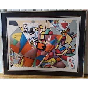 YANKEL GINZBURG Serigraph Kings Original SIGNED RARE Large 54x43 Abstract Art